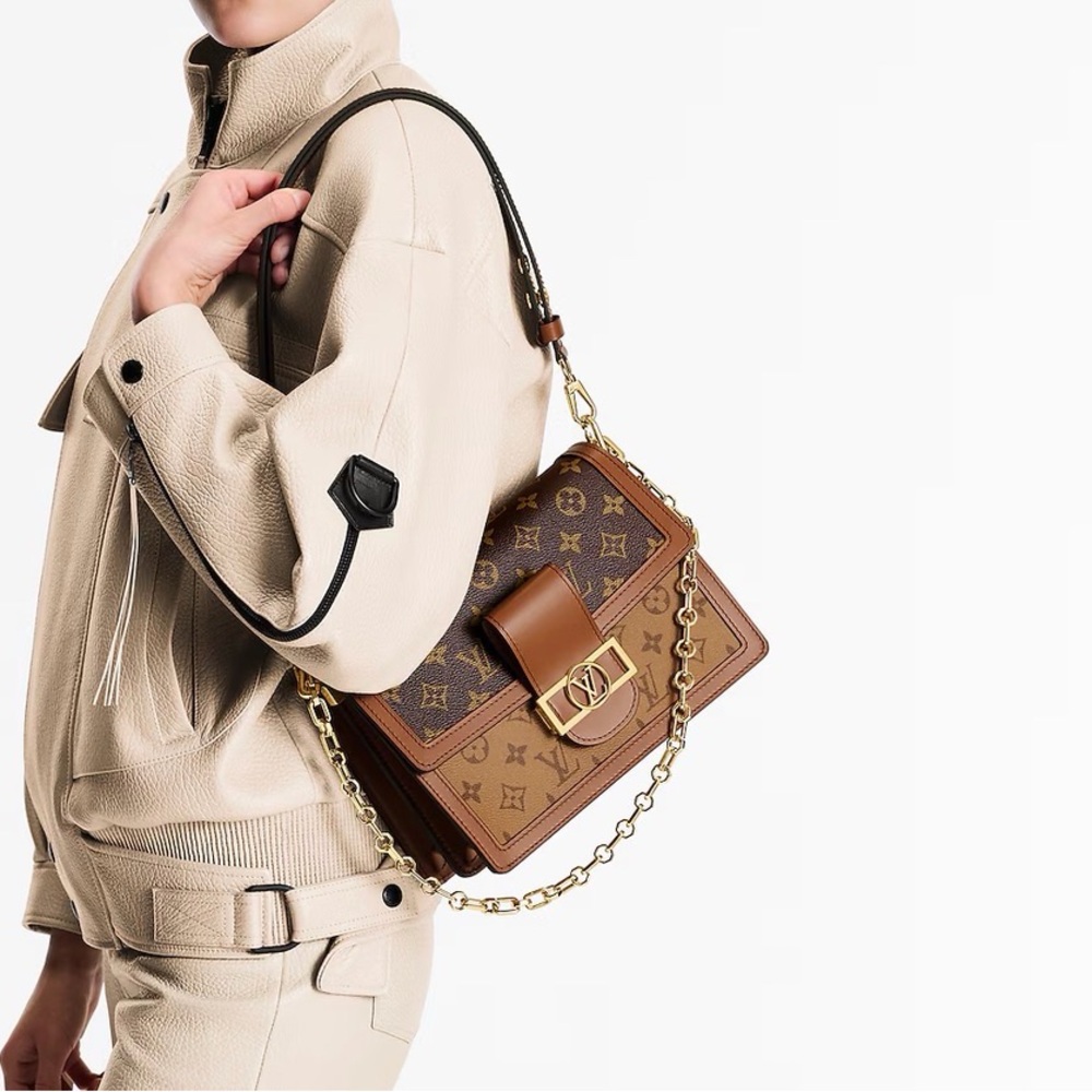 Louis Vuitton Brown Monogram Shoulder Bag with Gold Chain Strap